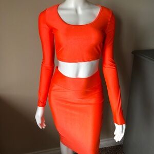 Orange Midi Pencil Skirt Set SZ Small